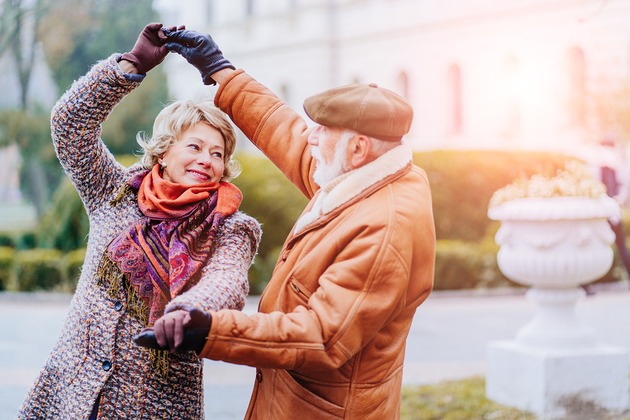 Happy, romantic elderly couple